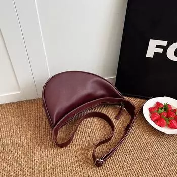 Женская повседневная сумка-саквояж из искусственной кожи в стиле ретро, сумка для подмышек на молнии, однотонная повседневная сумка для женщин чёрный