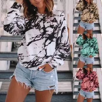 Женская повседневная свободная блузка с длинным рукавом и круглым вырезом, футболка, топ, пуловер L белый