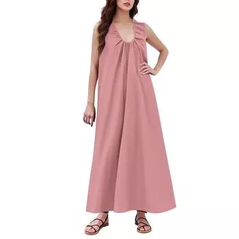 Женская повседневная свободная длинная юбка А-силуэта с большим подолом M розовый