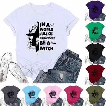 Женская повседневная свободная футболка с буквенным принтом, круглый вырез, пуловер, короткий рукав L белый