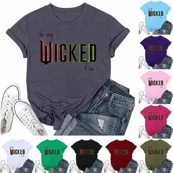 Женская повседневная свободная футболка с буквенным принтом, круглый вырез, пуловер, короткий рукав L армия зеленый