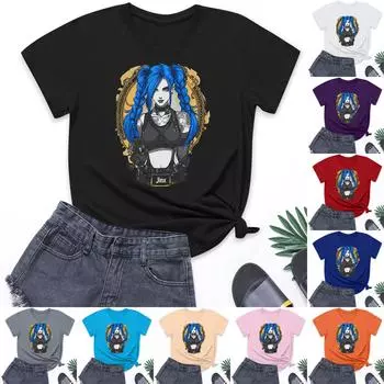 Женская повседневная свободная футболка с круглым вырезом, пуловер с коротким рукавом L чёрный