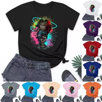 Женская повседневная свободная футболка с круглым вырезом, пуловер с коротким рукавом XXXL красный