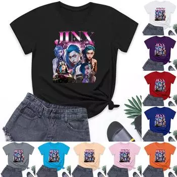 Женская повседневная свободная футболка с круглым вырезом, пуловер с коротким рукавом L чёрный