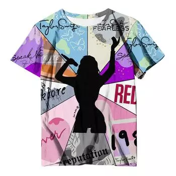 Женская повседневная свободная футболка с принтом и пуловером с круглым вырезом, топ с короткими рукавами L горячий розовый