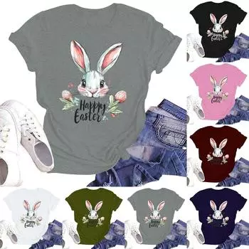 Женская повседневная свободная футболка с принтом, круглый вырез, пуловер, короткий рукав, топ L армия зеленый