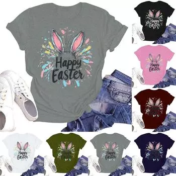 Женская повседневная свободная футболка с принтом, круглый вырез, пуловер, короткий рукав, топ S розовый