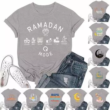 Женская повседневная свободная футболка с принтом, круглый вырез, пуловер, короткий рукав, топ M бежевый