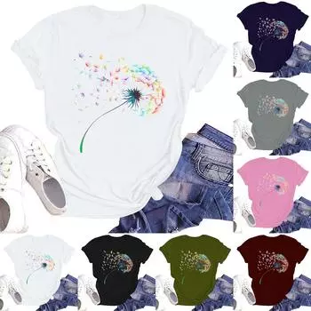 Женская повседневная свободная футболка с принтом, круглый вырез, пуловер, короткий рукав, топ XXL белый