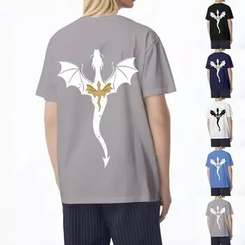 Женская повседневная свободная футболка с принтом, круглый вырез, пуловер, короткий рукав, топ XXXL