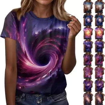 Женская повседневная свободная футболка с принтом, круглый вырез, пуловер, короткий рукав, топ XXXL киноварь