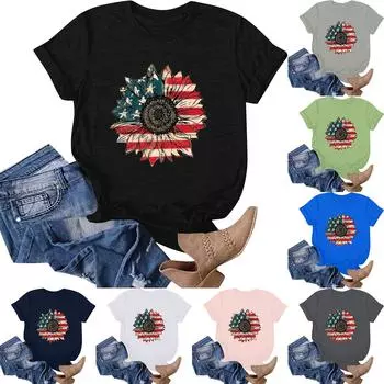 Женская повседневная свободная футболка с принтом на День Святого Валентина, пуловер с круглым вырезом, топ с короткими рукавами L чёрный