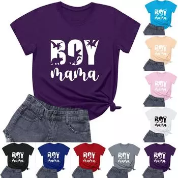 Женская повседневная свободная футболка с принтом, пуловер с круглым вырезом и коротким рукавом