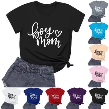 Женская повседневная свободная футболка с принтом, пуловер с круглым вырезом и коротким рукавом