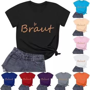 Женская повседневная свободная футболка с принтом, пуловер с круглым вырезом и коротким рукавом