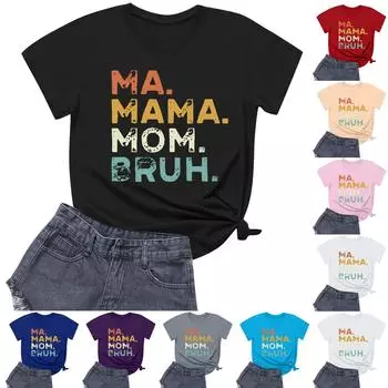 Женская повседневная свободная футболка с принтом, пуловер с круглым вырезом и коротким рукавом