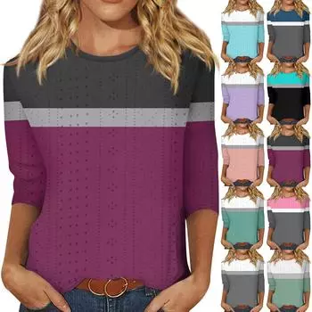 Женская повседневная свободная футболка с принтом, пуловер с круглым вырезом, топ с короткими рукавами S