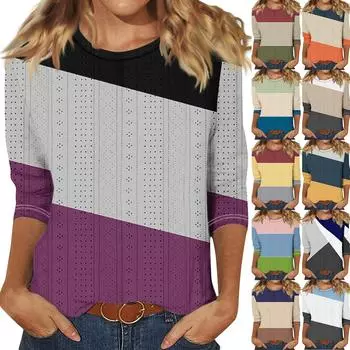 Женская повседневная свободная футболка с принтом, пуловер с круглым вырезом, топ с короткими рукавами L