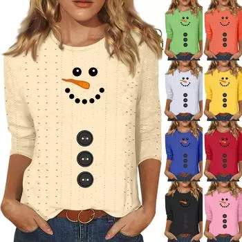 Женская повседневная свободная футболка с принтом, пуловер с круглым вырезом, топ с короткими рукавами L чёрный