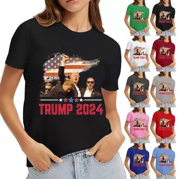 Женская повседневная свободная футболка с принтом, пуловер с круглым вырезом, топ с короткими рукавами XXL чёрный