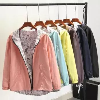 Женская повседневная свободная куртка с длинными рукавами и двусторонним принтом на молнии с капюшоном, пальто 3XL розовый