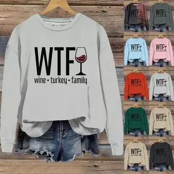 Женская повседневная свободная однотонная толстовка с круглым вырезом и длинным рукавом с принтом Пасхи XXL