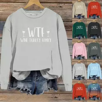 Женская повседневная свободная однотонная толстовка с круглым вырезом и длинным рукавом с принтом Пасхи L красный