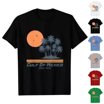 Женская повседневная свободная пляжная футболка с принтом, круглый вырез, пуловер, короткий рукав, топ M красный