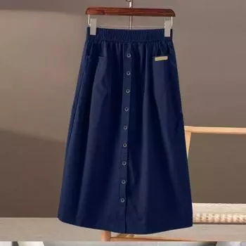 Женская повседневная свободная повседневная юбка А-силуэта с высокой талией и карманом средней длины M recommends 85-55kg