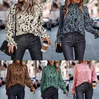 Женская повседневная свободная простая блузка на пуговицах с длинным рукавом, мешковатая рубашка S розовый