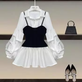 Женская повседневная свободная рубашка больших размеров, лоскутная рубашка с талией, офисная рубашка 4XL