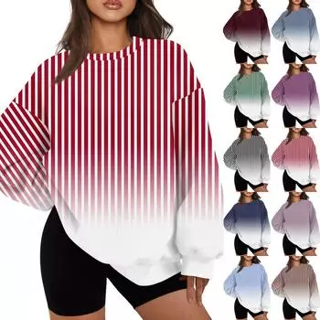 Женская повседневная свободная толстовка с длинными рукавами и круглым вырезом с цветочным принтом и карманом XL красный