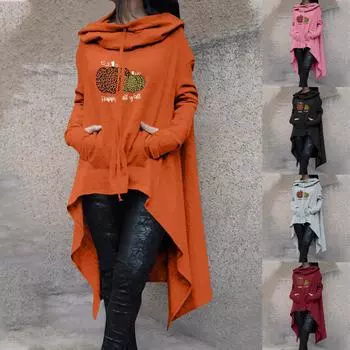 Женская повседневная свободная толстовка с капюшоном с круглым вырезом и длинным рукавом с принтом M чёрный