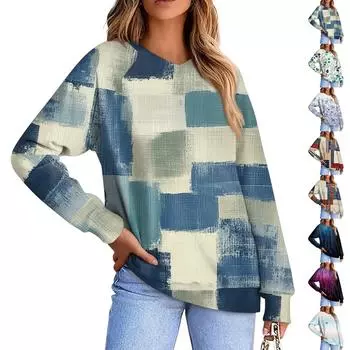 Женская повседневная свободная толстовка с капюшоном в полоску с цветочным принтом и круглым вырезом с длинными рукавами L бежевый