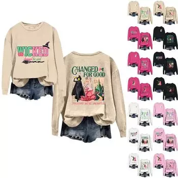 Женская повседневная свободная толстовка с круглым вырезом и длинными рукавами XL