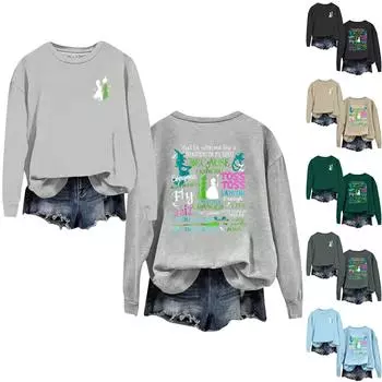 Женская повседневная свободная толстовка с круглым вырезом и длинными рукавами L чёрный