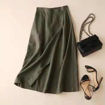 Женская повседневная свободная юбка-макси в стиле бохо с эластичной резинкой на талии, пляжная, струящаяся, с карманом L армия зеленый