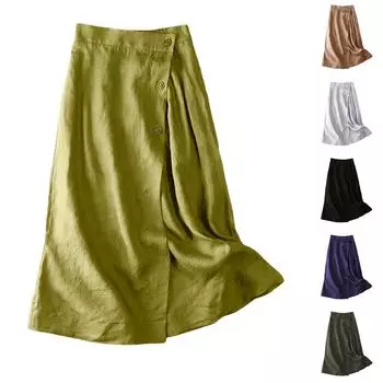 Женская повседневная свободная юбка-макси в стиле бохо с эластичной резинкой на талии, пляжная, струящаяся, с карманом L армия зеленый