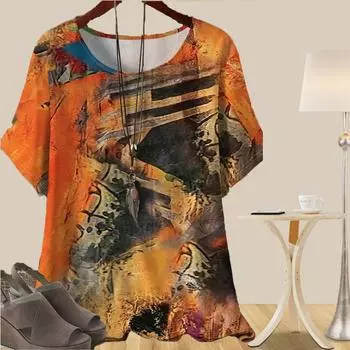 Женская повседневная свободная весенняя рубашка, женские топы с коротким рукавом и принтом Graffiti Maker XS красный