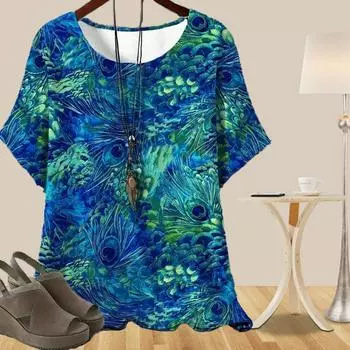 Женская повседневная свободная весенняя рубашка, женские топы с коротким рукавом и рисунком подсолнуха XS синий