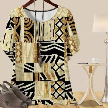 Женская повседневная свободная весенняя рубашка, женские топы с коротким рукавом в известном этническом стиле с принтом XS синий