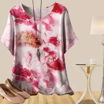 Женская повседневная свободная весенняя рубашка, женские топы с коротким рукавом Shu Teng Printed XS синий