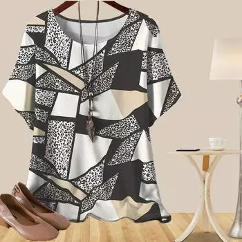 Женская повседневная свободная весенняя рубашка, женские топы с коротким рукавом и нерегулярным леопардовым принтом в стиле ретро XS жёлтый