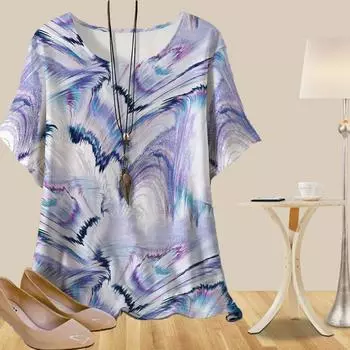 Женская повседневная свободная весенняя рубашка, женские топы с коротким рукавом и принтом в виде тушью XS розовый