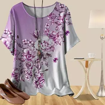 Женская повседневная свободная весенняя рубашка Женские топы с коротким рукавом с принтом Loving You XS синий