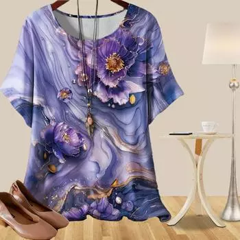 Женская повседневная свободная весенняя рубашка, женские топы с коротким рукавом и принтом «бабочка» XS розовый