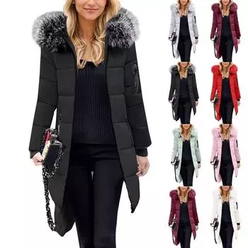 Женская повседневная теплая универсальная куртка из утолщенного хлопка с большим воротником L армия зеленый