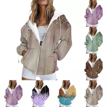 Женская повседневная толстовка с длинным рукавом и принтом Хэллоуина, куртка с карманом и застежкой-молнией, пальто с капюшоном S