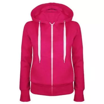 Женская повседневная толстовка с капюшоном и длинным рукавом, с карманом на молнии L