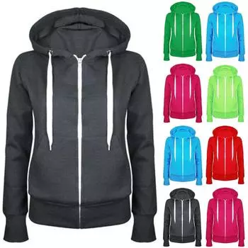 Женская повседневная толстовка с капюшоном и длинным рукавом, с карманом на молнии XL чёрный